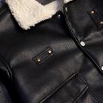 LEATHER JACKET WITH FUR COLLAR
